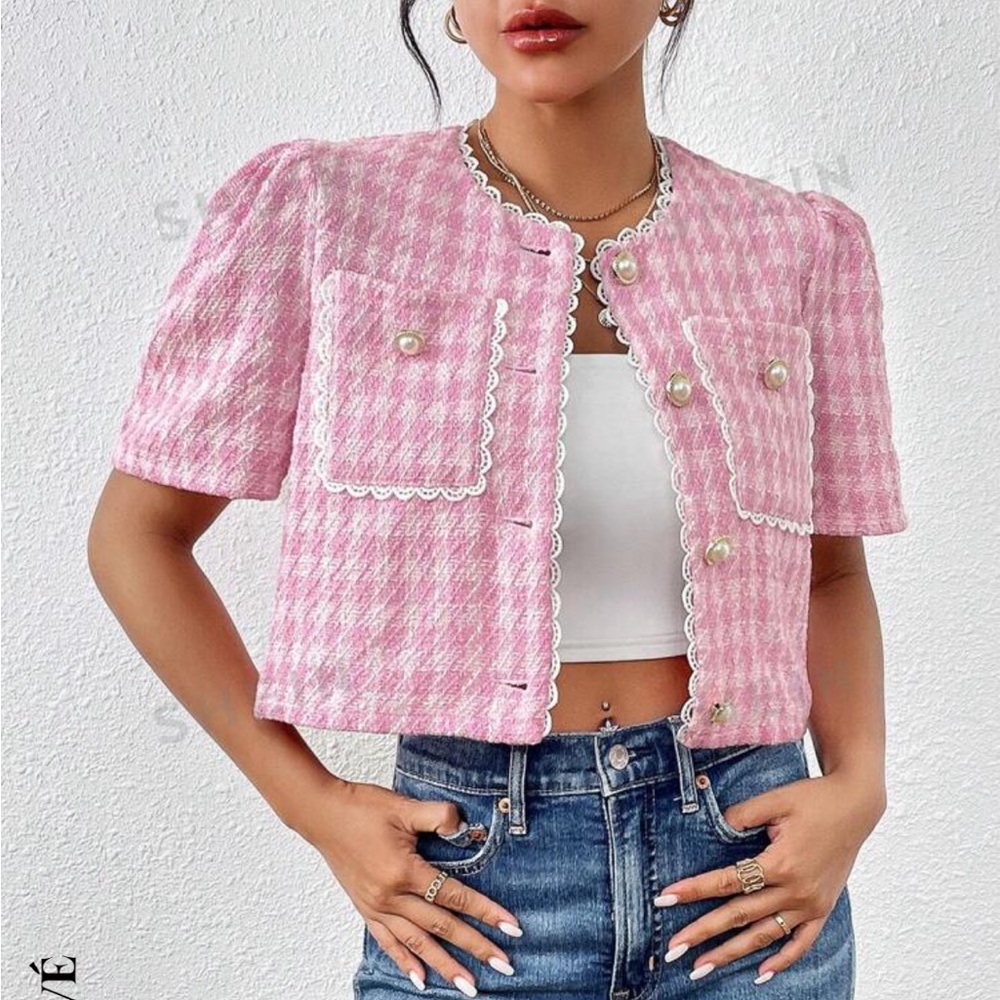 Checkered Tweed Blazer